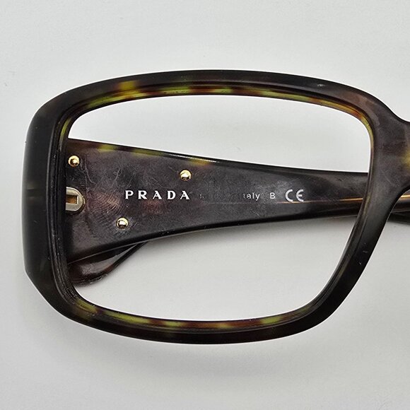 Prada SPR 16L 2AU-6S1 Triangle Logo Plate Tortoise Sunglasses Frame Italy 57mm - Picture 12 of 12